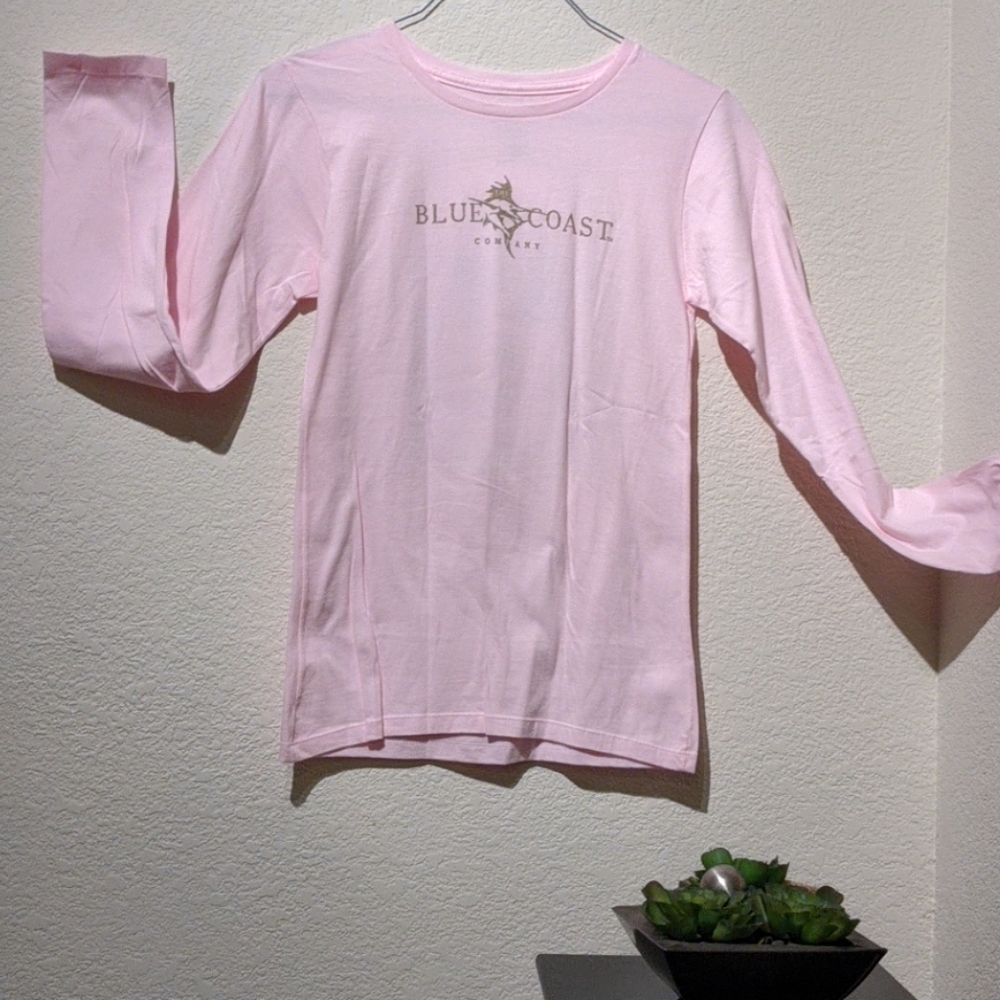 Blue coast, women's long-sleeve tee, pink